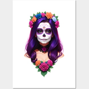 Floral Day of the Dead Girl Posters and Art